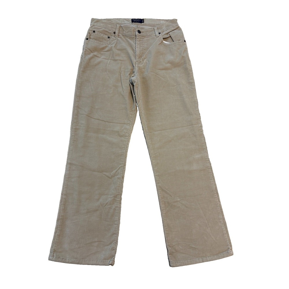 American Eagle Vintage Corduroy Pants Women's 12 Flare Leg Khaki Tan Mid Rise